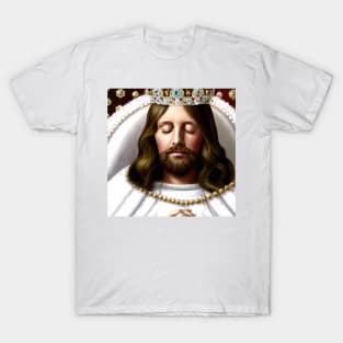 3D Look Artificial Intelligence Art of Christ The King with His Hands Folded  in Prayer T-Shirt